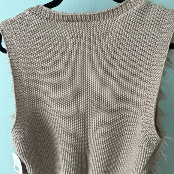 Sebby Collection Women Size L Faux Fur Vest/Beige/Natural Color - Picture 8 of 9